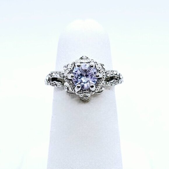 White Gold Tone Mosaic Diamond Anniversary / Engagement Ring NWT - Picture 6 of 9
